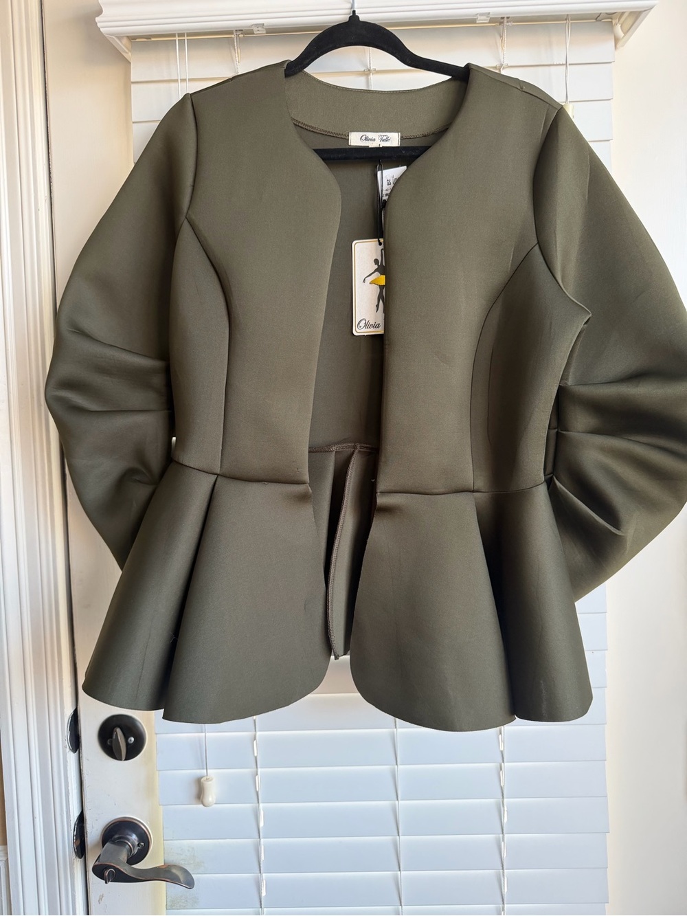 Olivia + Joy Olive Peplum Jacket - Women's Structured Coat